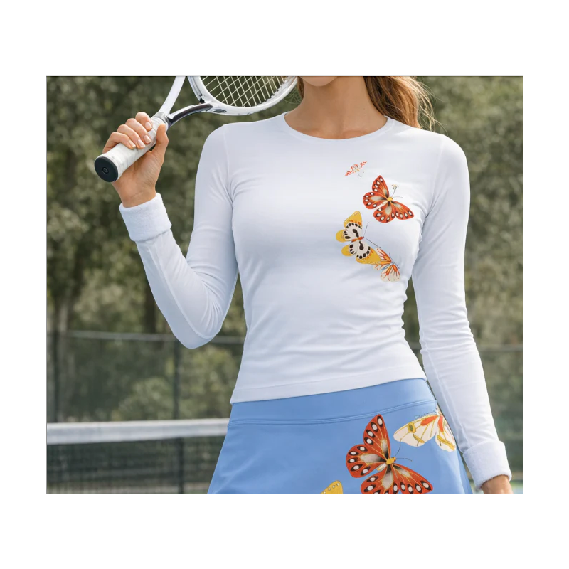 Fly Away With Me Sun Shirt – White Butterfly Performance Top