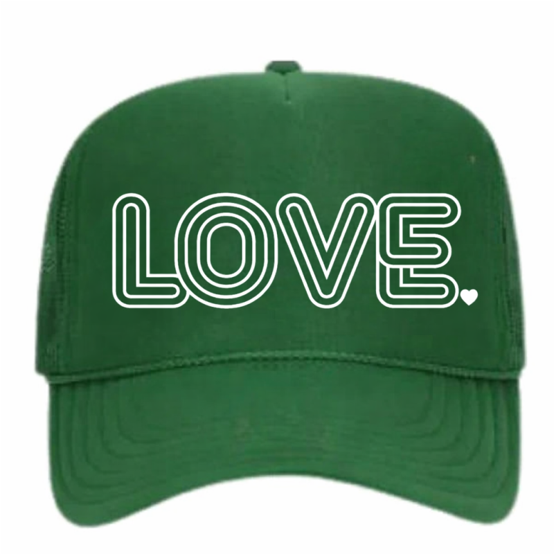 Retro Love Trucker Hat - Green & White