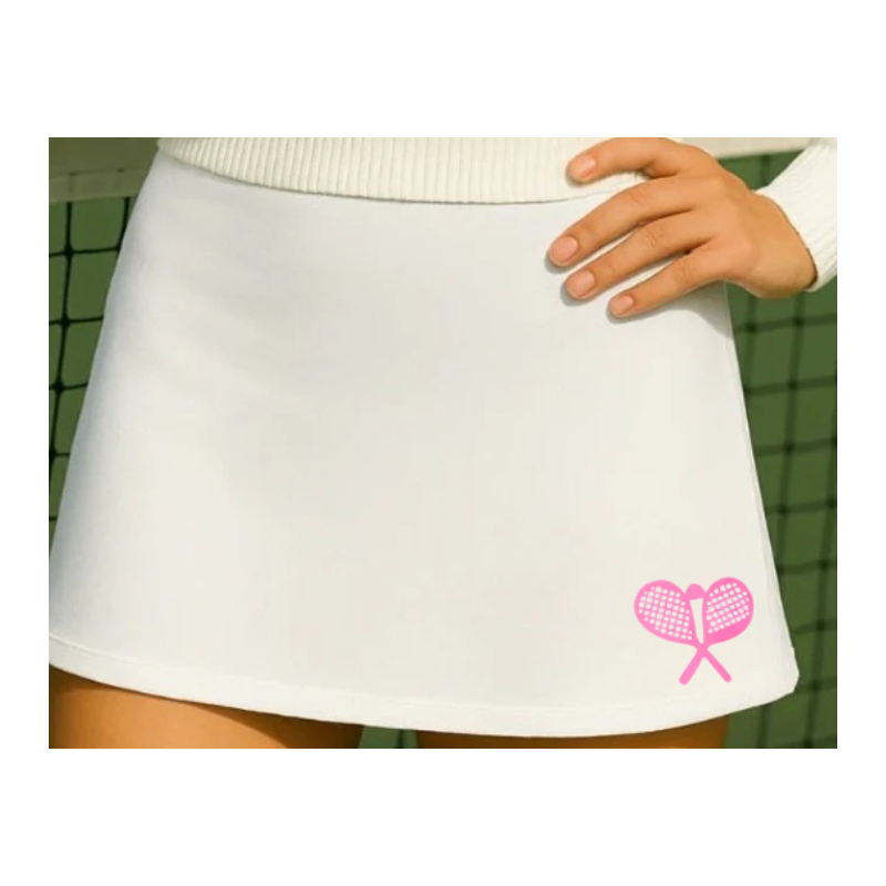 Classic Court Women's High-Waisted Tennis Skort with Built-In Shorts & Pockets – White & Pink