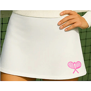Classic Court Women's High-Waisted Tennis Skort with Built-In Shorts & Pockets – White & Pink