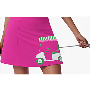 Women's Pink Golf Skort with UPF 50+ | Golf Cart Print Skirt  | Runway Athletics