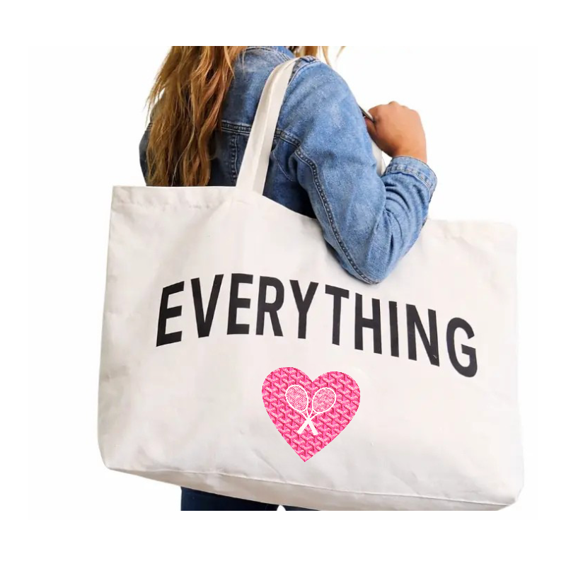 Oversized Whimsy Love Canvas Tote - Pink Heart