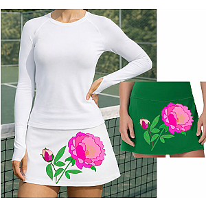 Women's Luxury Tennis Skirt | Floral Print Skirt with Built-In Shorts | Runway Athletics