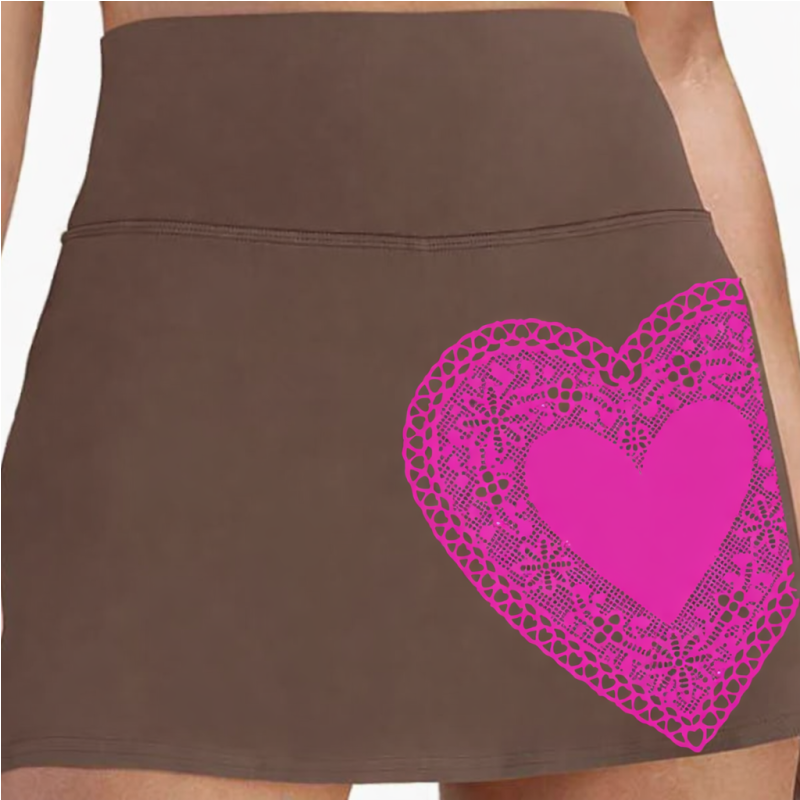 High Waisted Tennis Skirt - Chocolate/Pink