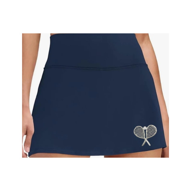 Classic Court Women's High-Waisted Tennis Skort with Built-In Shorts & Pockets – Navy & White