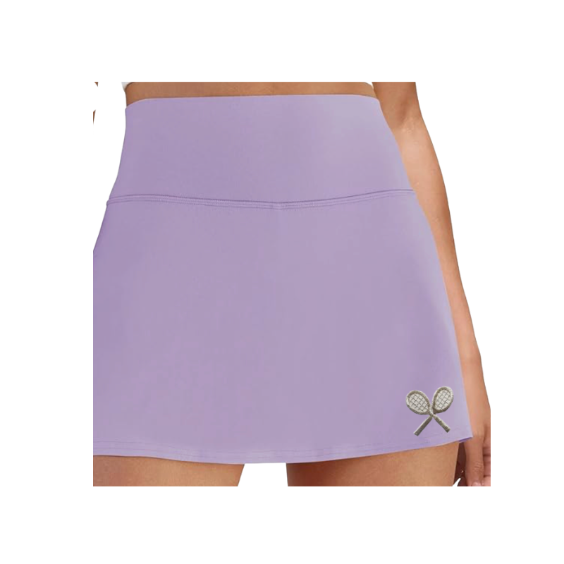 Classic Court Women's High-Waisted Tennis Skort with Built-In Shorts & Pockets – Lavender & Silver
