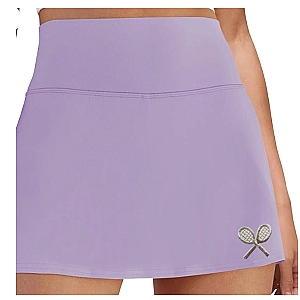 Classic Court Women's High-Waisted Tennis Skort with Built-In Shorts & Pockets – Lavender & Silver