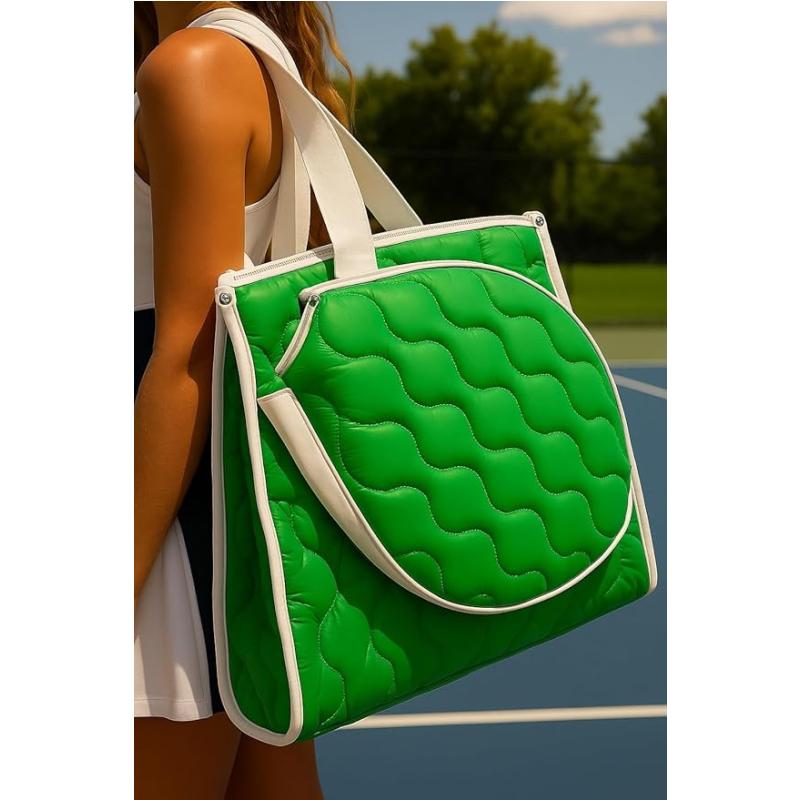 Tennis Quilted Lightweight Tennis Tote - Green
