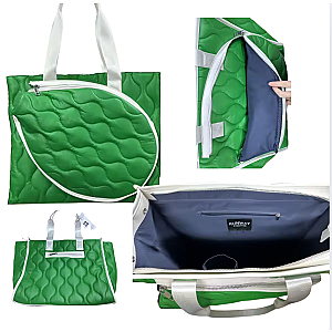 Tennis Quilted Lightweight Tennis Tote - Green
