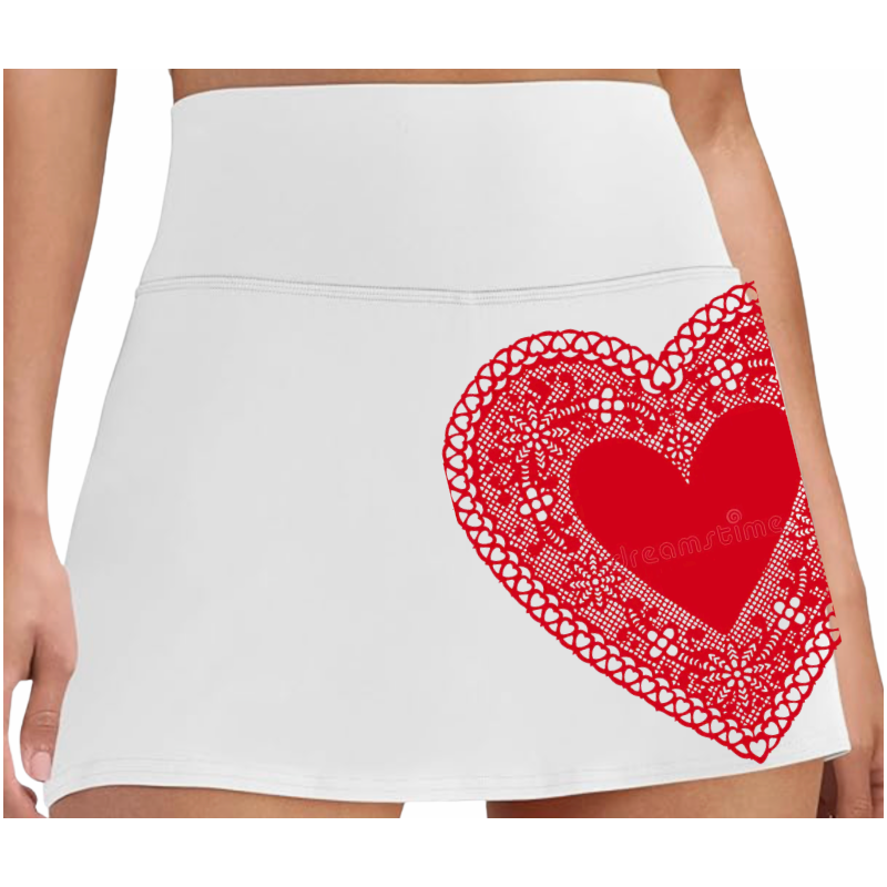 High-Waisted Performance Skirt  - White/Red