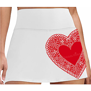 High-Waisted Performance Skirt  - White/Red