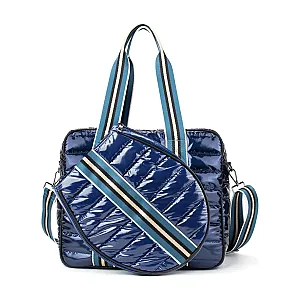 Quilted Tennis Tote Bag | Lightweight Racquet & Travel Bag – Navy