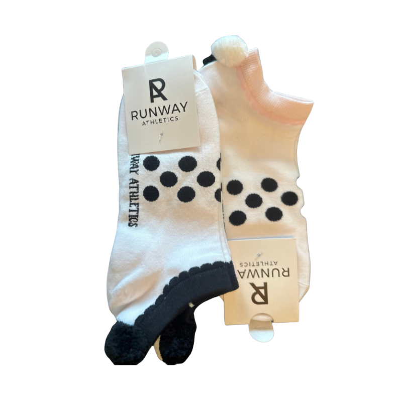 Pom Pom Tennis Sock Set | Cotton Athletic Crew Socks - Black, White & Lightest Pink