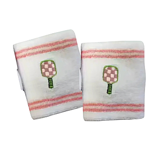 Pickleball Wristband Set | Cotton Terry Sweatbands in White, Pink & Green