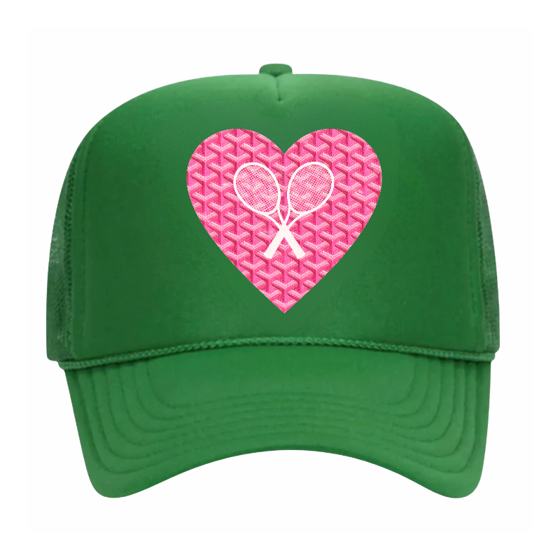 Whimsy Heart Trucker Hat - Green/PinkTennis