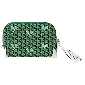 Women's Tennis Makeup Bag | Green Tennis Racquet Print Cosmetic Pouch