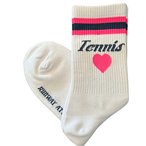 Women's Tennis Heart Crew Socks | Cotton Athletic Socks  | Navy & Pink  | Runway Athletics