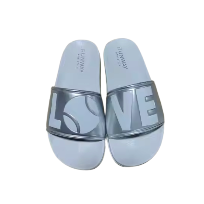 Women's Tennis Slides | After-Play Recovery Slides | Runway Athletics | Metallic Silver