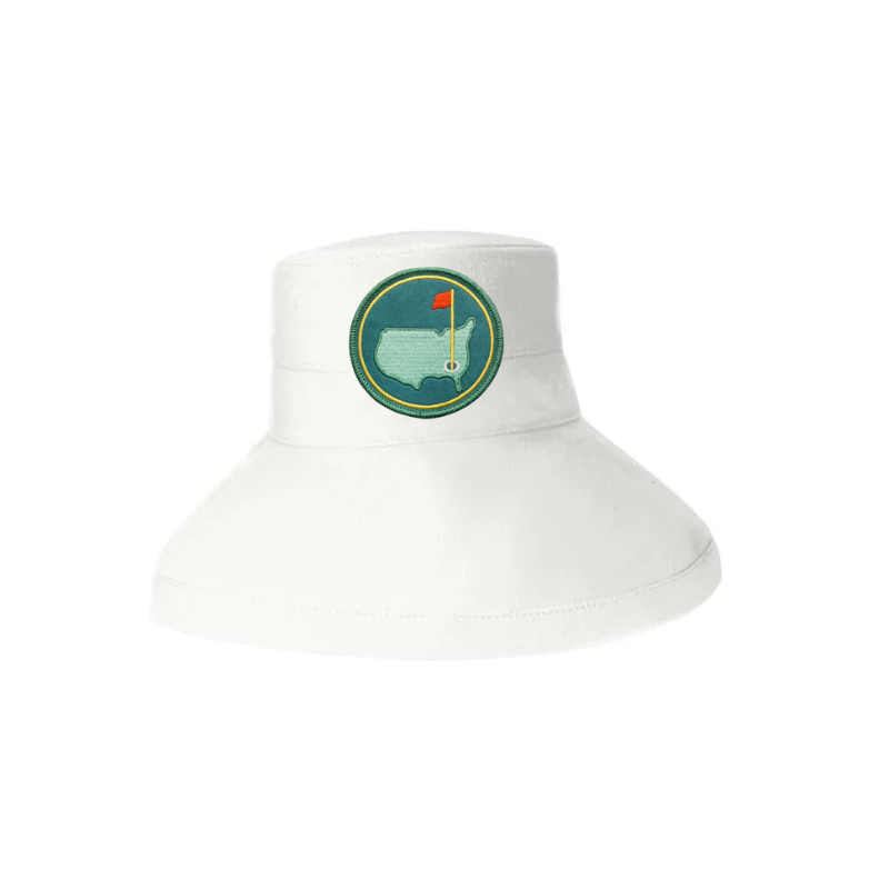 "Are you ready for The Masters" Wide Brim Sun Hat - White Cotton
