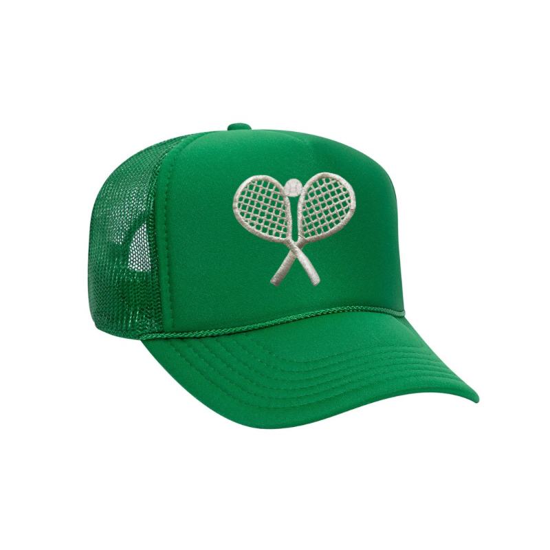 Tennis Double Trouble Twill Trucker Cap - Green & White