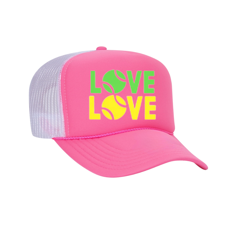 LOVE LOVE Tennis Pink Trucker Hat