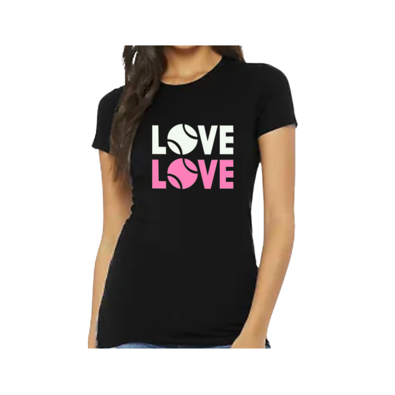 LOVE LOVE Black Tennis Tee - White/Pink
