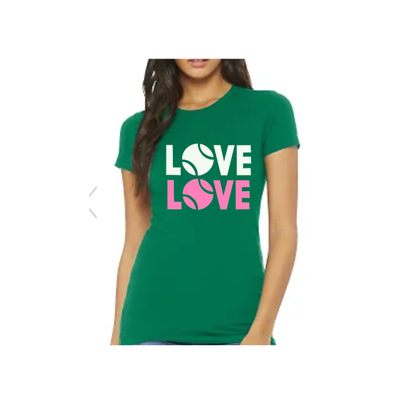 LOVE LOVE Green Tennis Tee - White/Pink