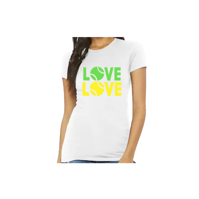 LOVE LOVE White Tennis Tee - Green/Yellow