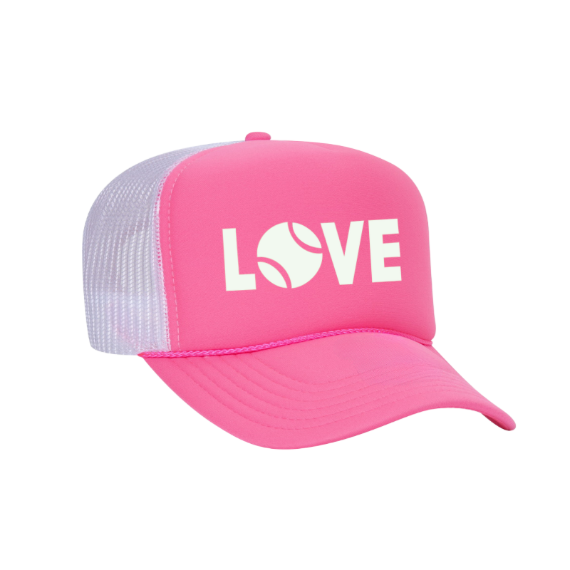 LOVE Tennis Trucker Hat - Pink/White Mesh