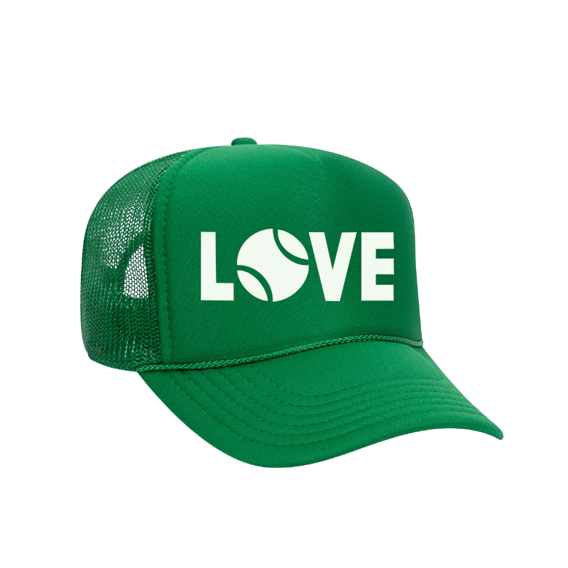 LOVE Tennis Green Trucker Hat - White Love