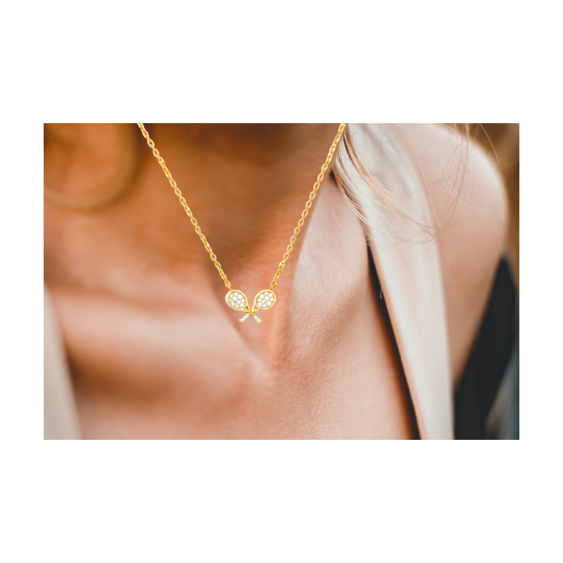 Tennis Pendant Necklace - Cubic Zirconia Racquets