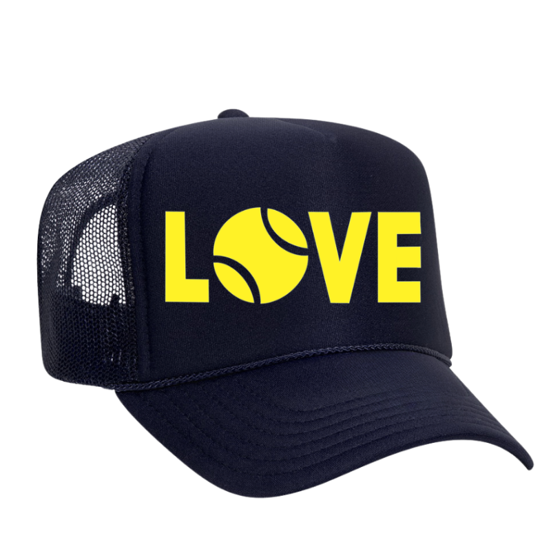 LOVE Tennis Navy Trucker Hat - Yellow Love
