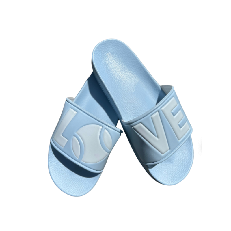 Women's Tennis Slides | After-Play Recovery Slides | Runway Athletics | Baby Blue & White