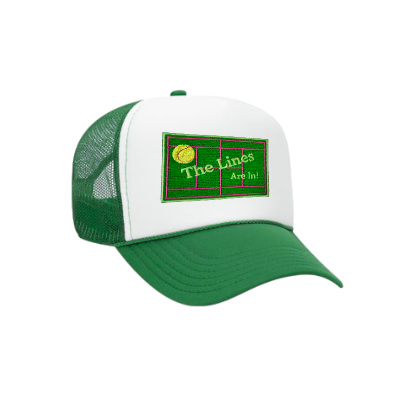 Tennis Trucker Hat - "The Lines Are In" Hunter/White