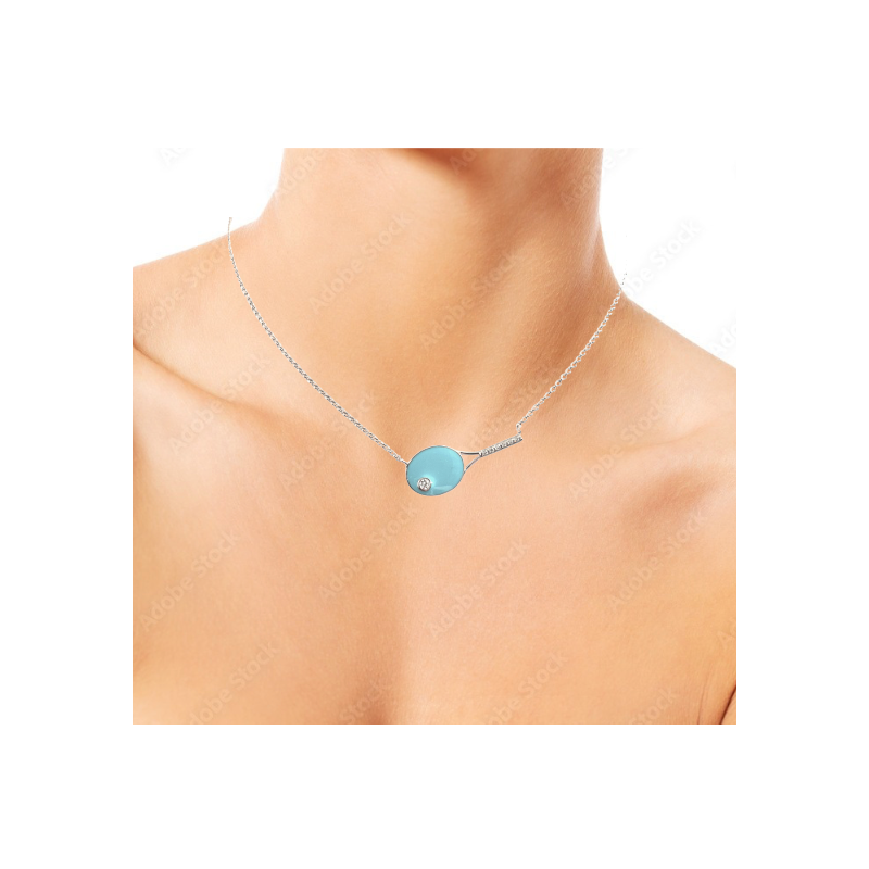 Tennis Racquet Necklace - Tiffany Blue