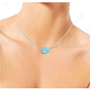 Tennis Racquet Necklace - Tiffany Blue