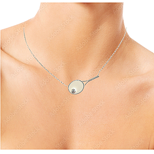 Tennis Racquet Necklace - White Enamel