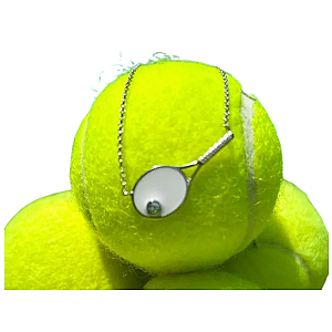 Tennis Racquet Necklace - White Enamel
