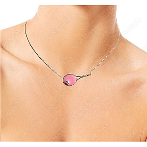 Tennis Racquet Necklace - Pink Enamel