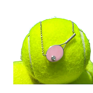 Tennis Racquet Necklace - Pink Enamel