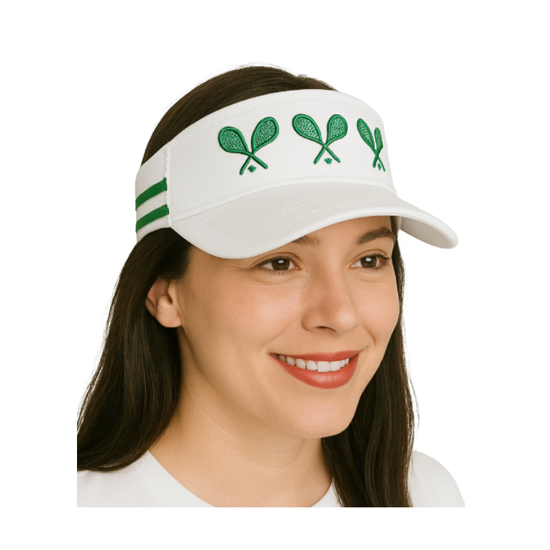 Wimbledon Racquets Visor - White with Kelly Green