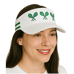 Wimbledon Racquets Visor - White with Kelly Green