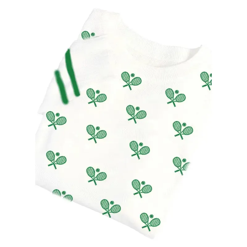 Women's All-Over Embroidered Tennis Racquet Sweater – White & Kelly Green | Runway Athletics