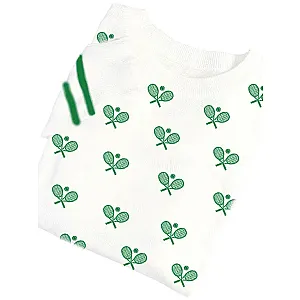 Women's All-Over Embroidered Tennis Racquet Sweater – White & Kelly Green | Runway Athletics