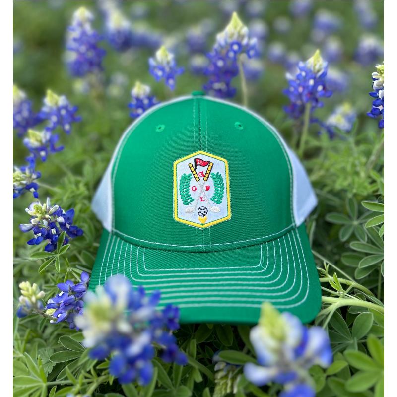 Golf Girl Twill Trucker Cap - Kelly Green and White