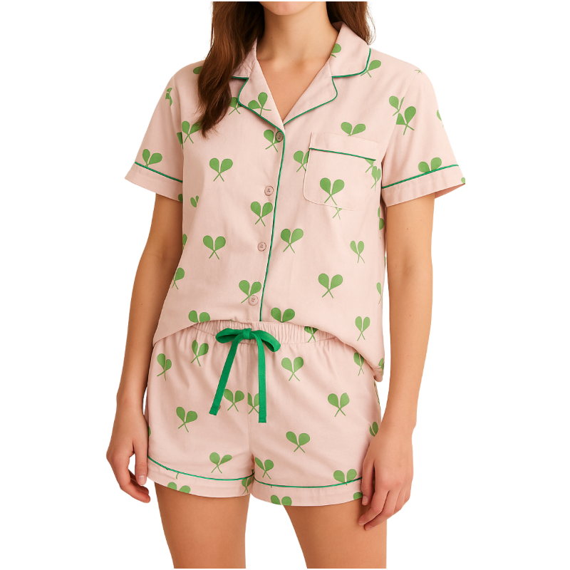 Tennis Pajama Pink Satin - Short