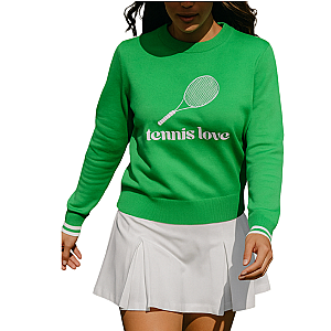 Women's Green Tennis Sweater with Embroidery | Runway Athletics