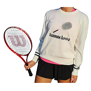 Women's White Tennis Sweater with Embroidery | Runway Athletics