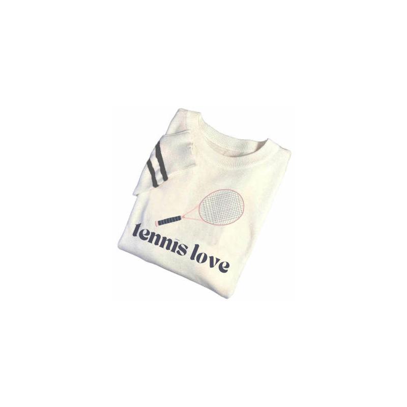 Women's White Tennis Sweater with Embroidery | Runway Athletics