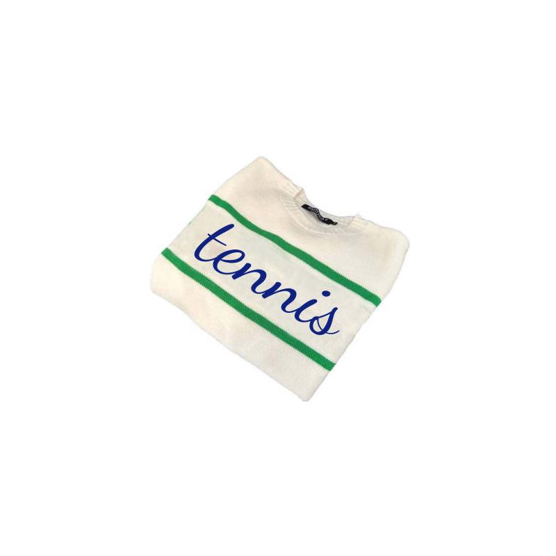 Tennis Classic Sweater- Off White/Navy/Green